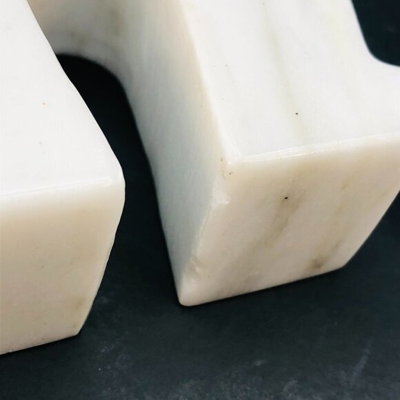 Vintage White Marble Horseshoe Pencil Holder Natural Stone Desktop Organizer - Picture 8 of 12